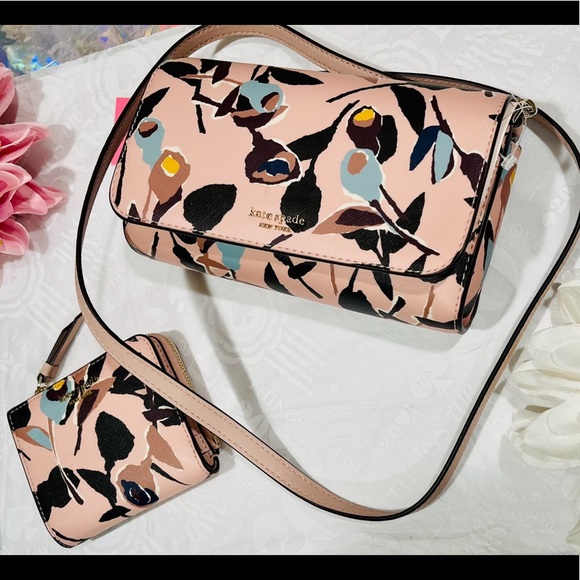 kate spade ♠️ cameron paper rose 🌹 bag & wallet - Picture 7 of 16